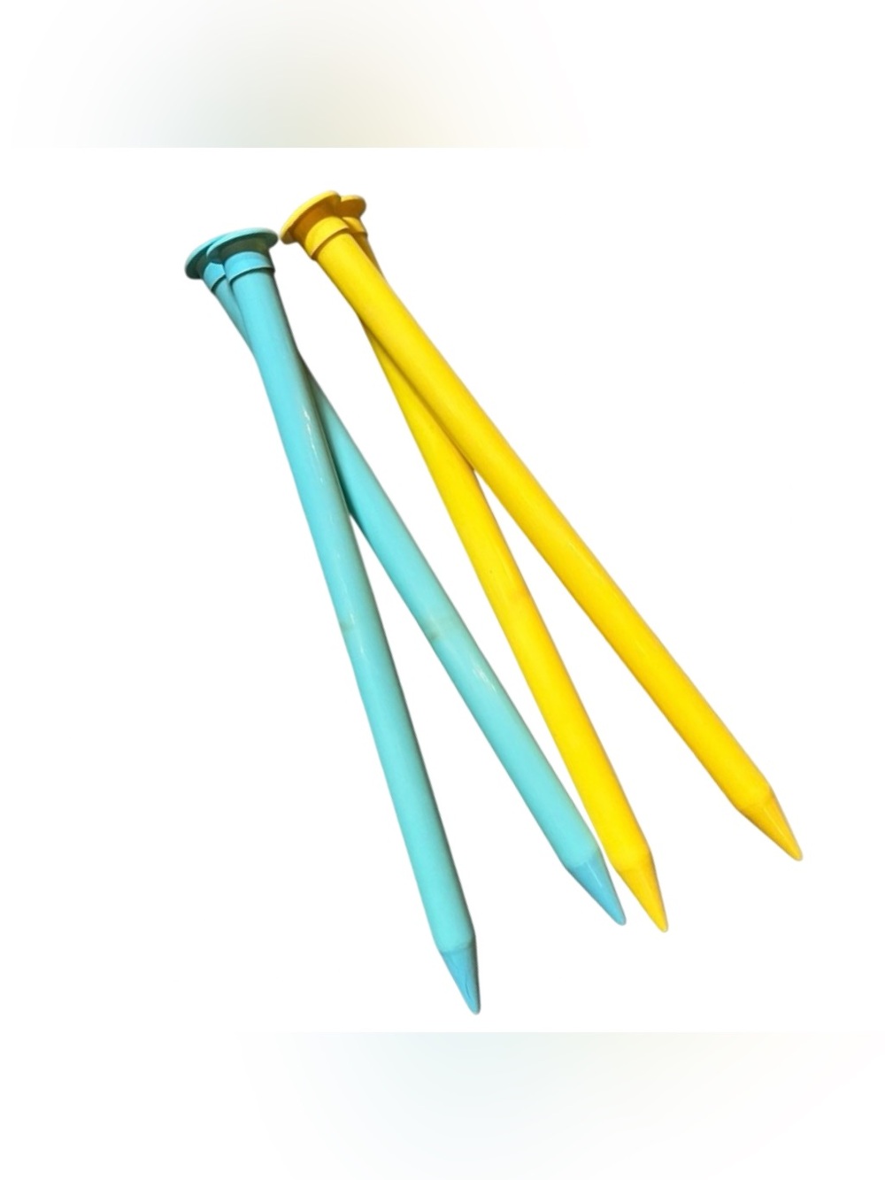 VTG Boye Knitting Needles 35mm 2-Sets Plastic Lightweight Yellow Blue